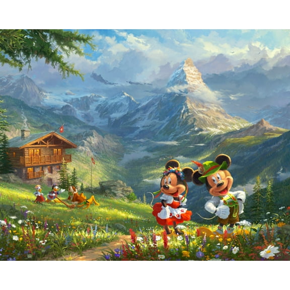 David Textiles Disney Dreams Mickey & Minnie Mouse in The Alps Digital 35" Panel 100% Cotton Fabric by The Panel