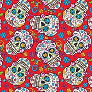 David Textiles Folkloric Skulls 44" Cotton Fabric