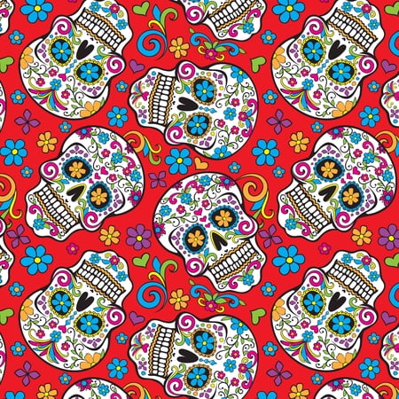 David Textiles Folkloric Skulls 44" Cotton Fabric