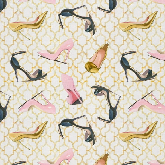 David Textiles Glam Heels Black/Multicolor 100% Cotton Sold by The Yard