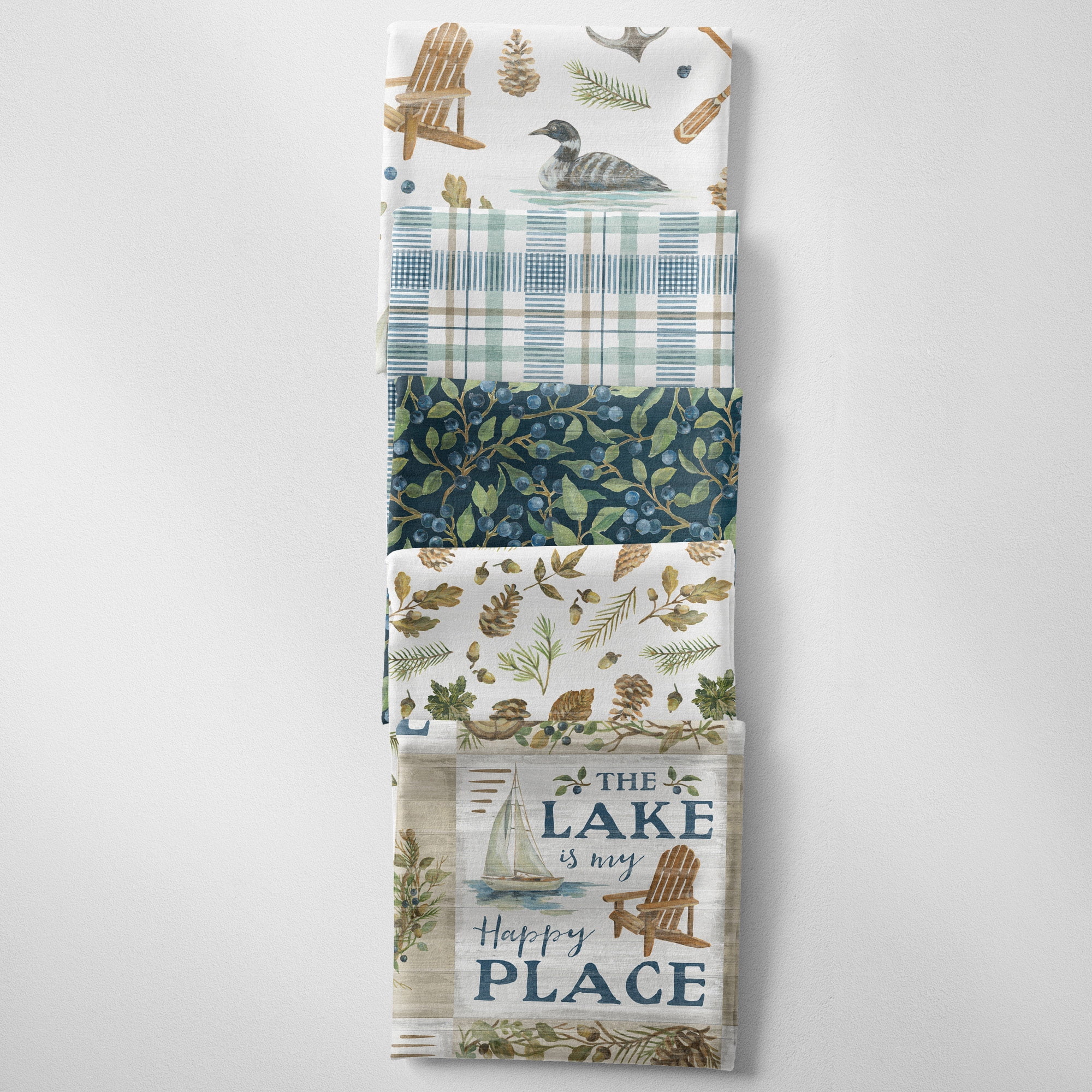 David Textiles 18" x 21" 100% Cotton Lake, Multi-color, for Quilting & Sewing, 5 Pieces