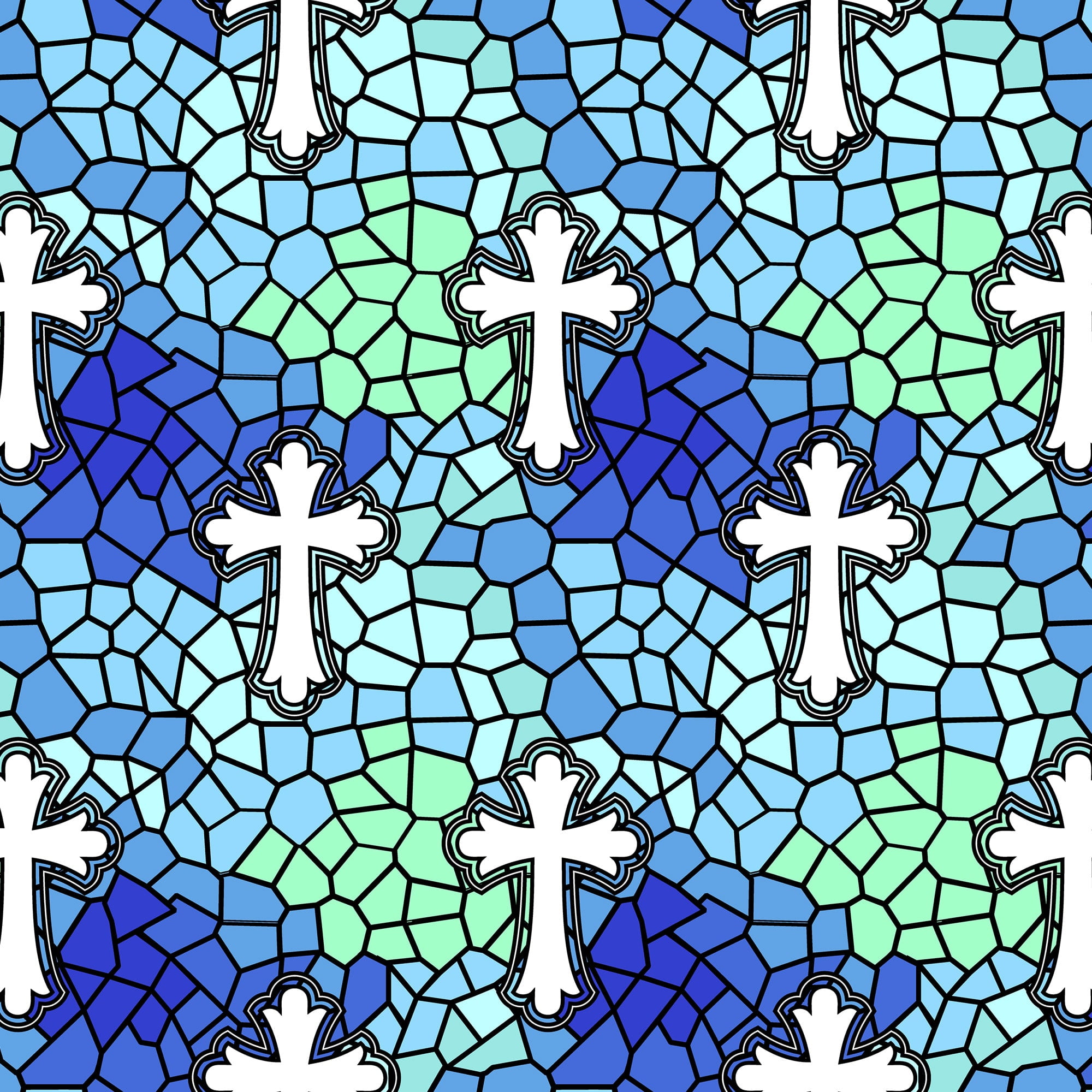 David Textiles, Inc. 22" x 18" 100 Cotton Stained Glass Crosses Precut