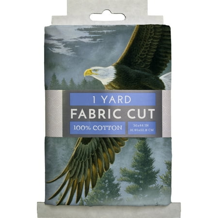 David Textiles 44" 1 Yard Cotton Eagle Soaring Along the Shore Precut Fabric, Multicolor