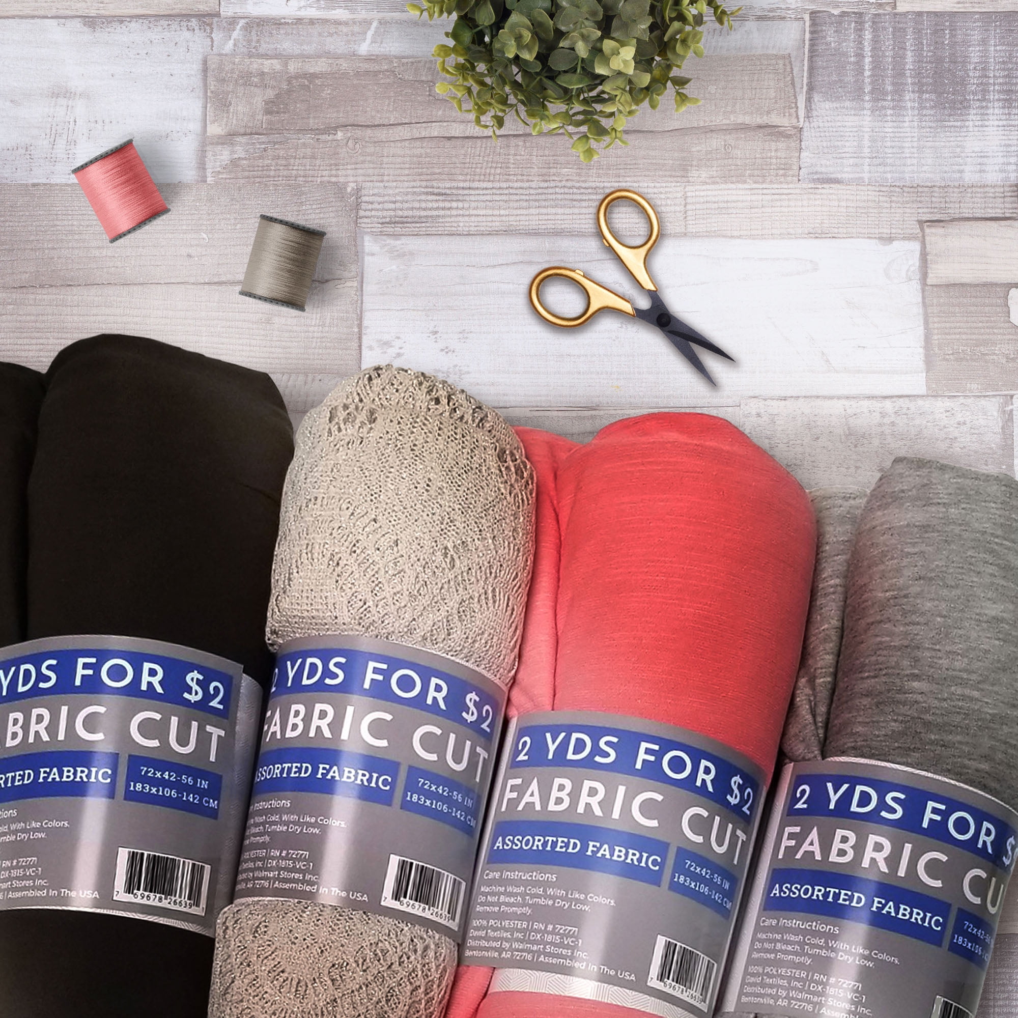 David Textiles Inc. Assorted Value Fabric 2 Yards for 2.00, Precut