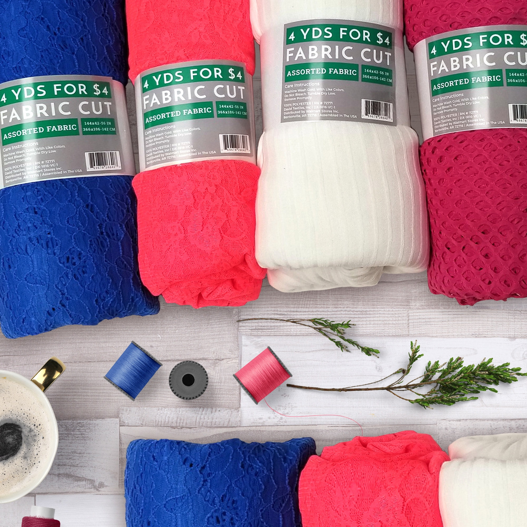 David Textiles Inc. Assorted Value Fabric 4 Yards for 4.00, Precut