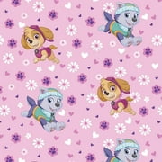 David Textiles Inc. Paw Patrol 1.5 yard x 60" 100% Polyester Fleece Pup Power Precut Sewing & Craft Fabric, Pink|Purple|Multicolor