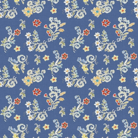David Textiles Morning Bloom Ditsi Blue Cotton 1 Yard Fabric Cut