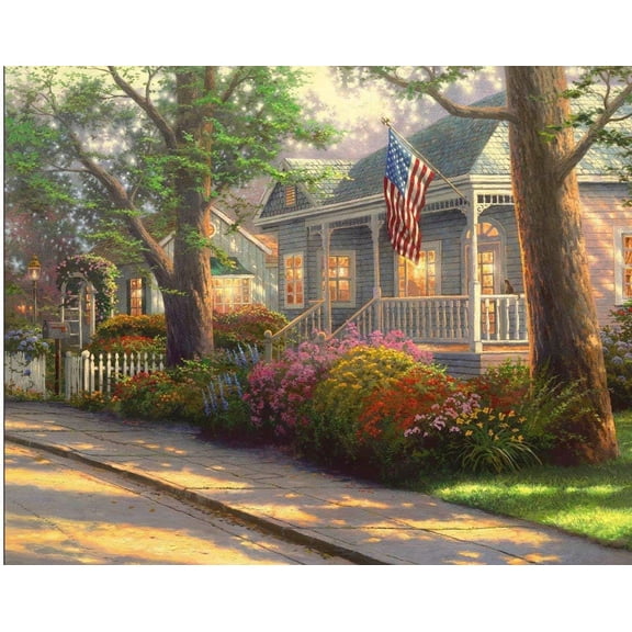 David Textiles Patriotic Fabric Panel Hometown Pride in Multi Digital Printed 36x43in. panel 100% Cotton Fabric sold by the panel