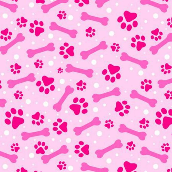 David Textiles Paws and Bones Pink Dog Puppy