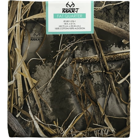 Real Tree 100% Cotton Camo Max 7, Brown, 18" x 21" for Quilting & Sewing, 1 Each