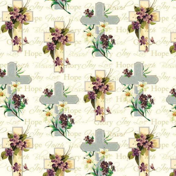 David Textiles Religious Faith 36" Cotton Sewing & Craft Fabric 1 yd Pre-cut, Multi-Color