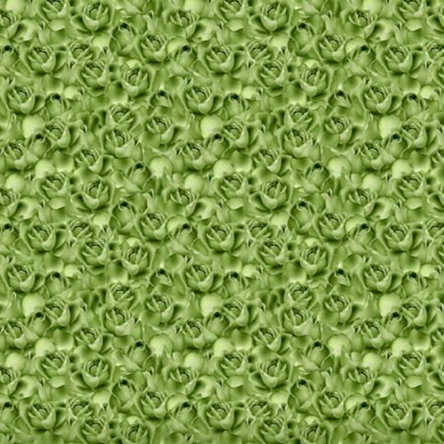 David Textiles Wild Rose Petals Packed Green 100% Cotton Fabric sold by the yard