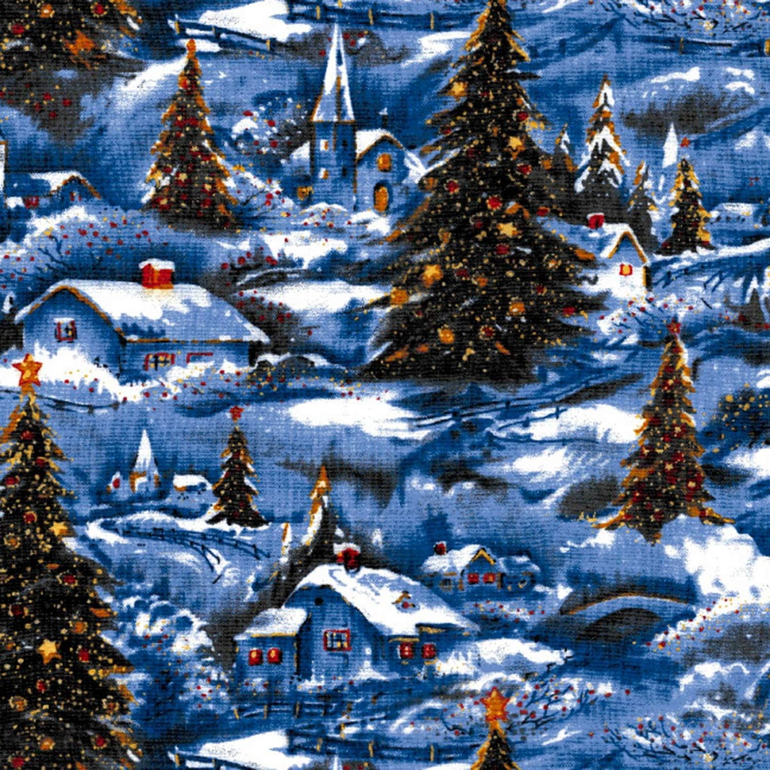 David Textiles Winter White Christmas With Glitter 100% Cotton Sold by Bolt (8 Yards)