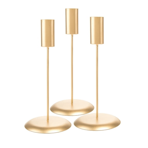 David Tutera Matte Gold Taper Candle Holders, 3 Pack