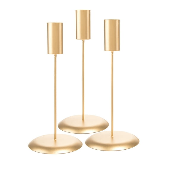 David Tutera Matte Gold Taper Candle Holders, 3 Pack
