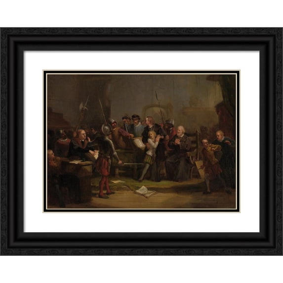 David Van Der Kellen III 18x14 Black Ornate Wood Framed Double Matted Museum Art Print Titled - Anno 1568. Philip Willem is Abducted from the Hogeschool in Leuven (1842-1895)