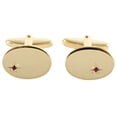 thumbnail image 1 of David Van Hagen Oval Ruby Cufflinks - Gold, 1 of 4