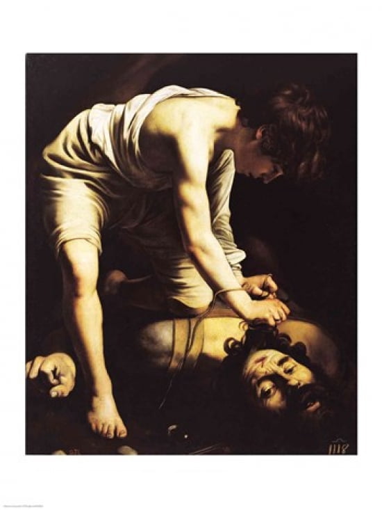 David Victorious over Goliath c1600 Canvas Art - Caravaggio (18 x 24)