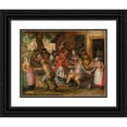 thumbnail image 1 of David Vinckboons 14x12 Black Ornate Wood Framed Double Matted Museum Art Print Titled: Peasant Feast (1606), 1 of 5