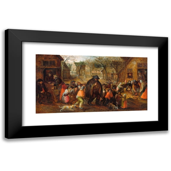 David Vinckboons 14x9 Black Modern Framed Museum Art Print Titled - Blind Hurdy-Gurdy Player (C. 1606 - C. 1610)