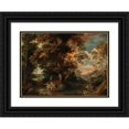 thumbnail image 1 of David Vinckboons 24x19 Black Ornate Framed Double Matted Museum Art Print Titled: A Wooded Landscape with Travellers, 1 of 5