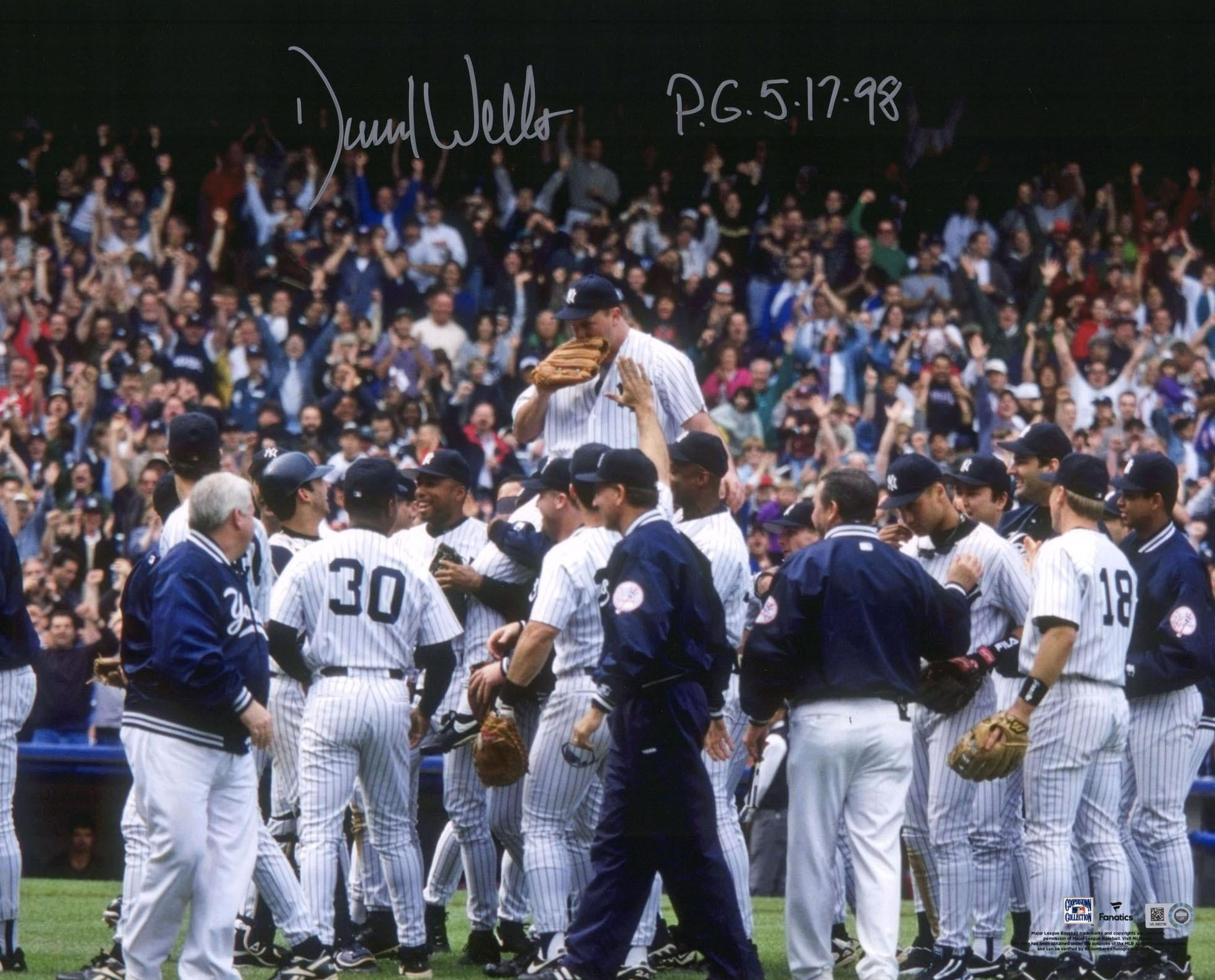 David Wells New York Yankees Autographed 16" x 20" Perfect Game Carry Off Photograph with "PG 5-17-98" Inscription - Fanatics Authentic Certified