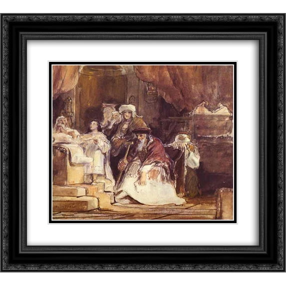 David Wilkie 2x Matted 22x20 Black Ornate Framed Art Print 'Samuel in the Temple'