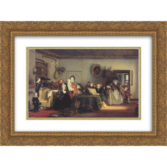 David Wilkie 2x Matted 24x18 Gold Ornate Framed Art Print 'Reading the Will '