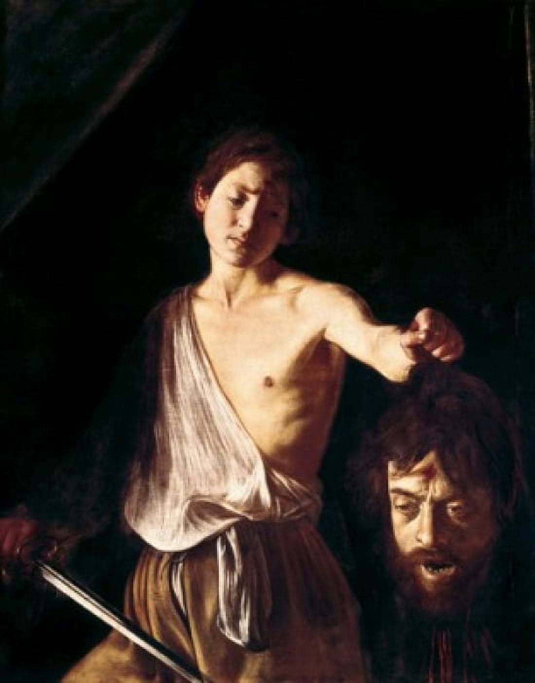 David With The Head Of Goliath Michelangelo Merisi da Caravaggio (1571-1610 Italian) Canvas Art - (18 x 24)