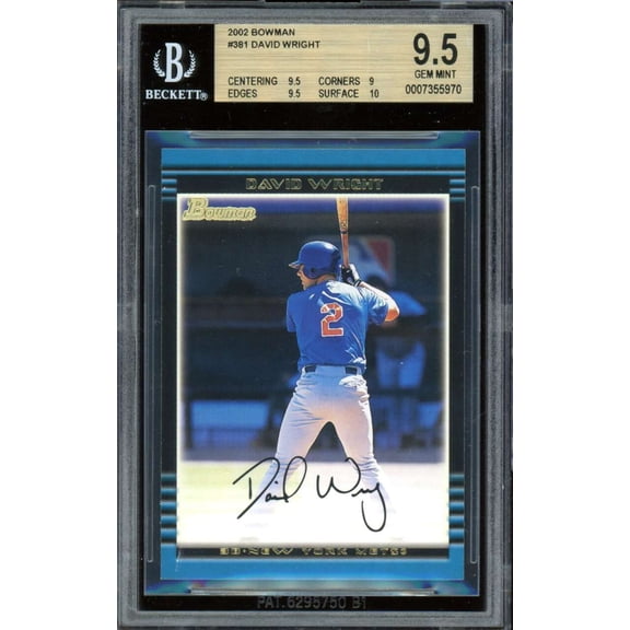 David Wright Rookie Card 2002 Bowman #381 BGS 9.5