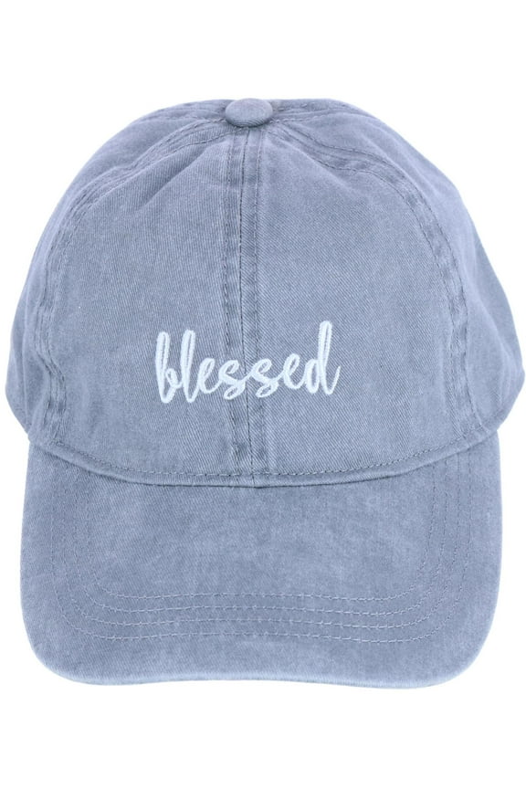 David & Young  Blessed Embroidered Denim Baseball Cap Hat (Women)