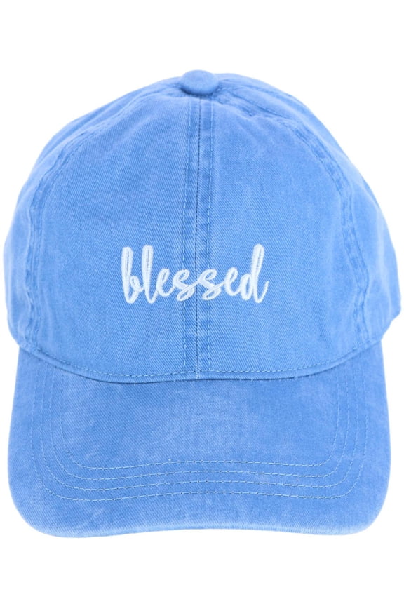 David & Young  Blessed Embroidered Denim Baseball Cap Hat (Women)