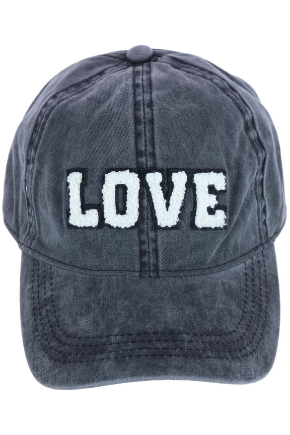 David & Young Chenille Love Lettered Baseball Cap Hat (Women)