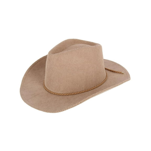 David & Young  Courduroy Cowboy Hat with Braided Suede Hat Band (Women)