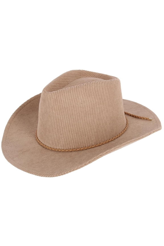 David & Young Courduroy Cowboy Hat with Braided Suede Hat Band (Women)