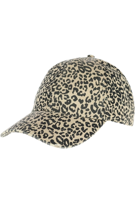 David & Young  Distressed Leopard Print Baseball Hat (Women)