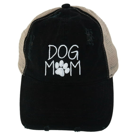 David & Young  Dog Mom Distressed Ponytail Baseball Cap (Women's)