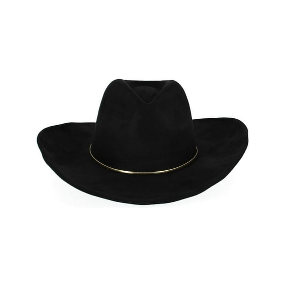 David & Young  Faux Suede Fedora Hat with Gold Hatband (Women)