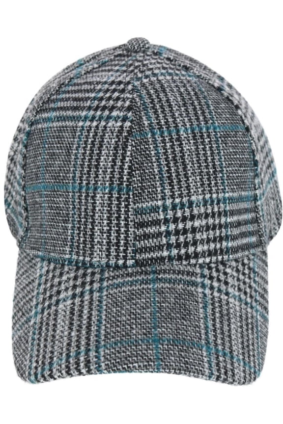 David & Young  Menswear Houndstooth Plaid Baseball Cap (Women)