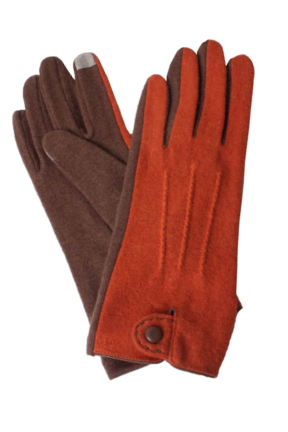 David & Young Womens Orange & Brown Colorblock Stretch Fit Texting & Tech Gloves