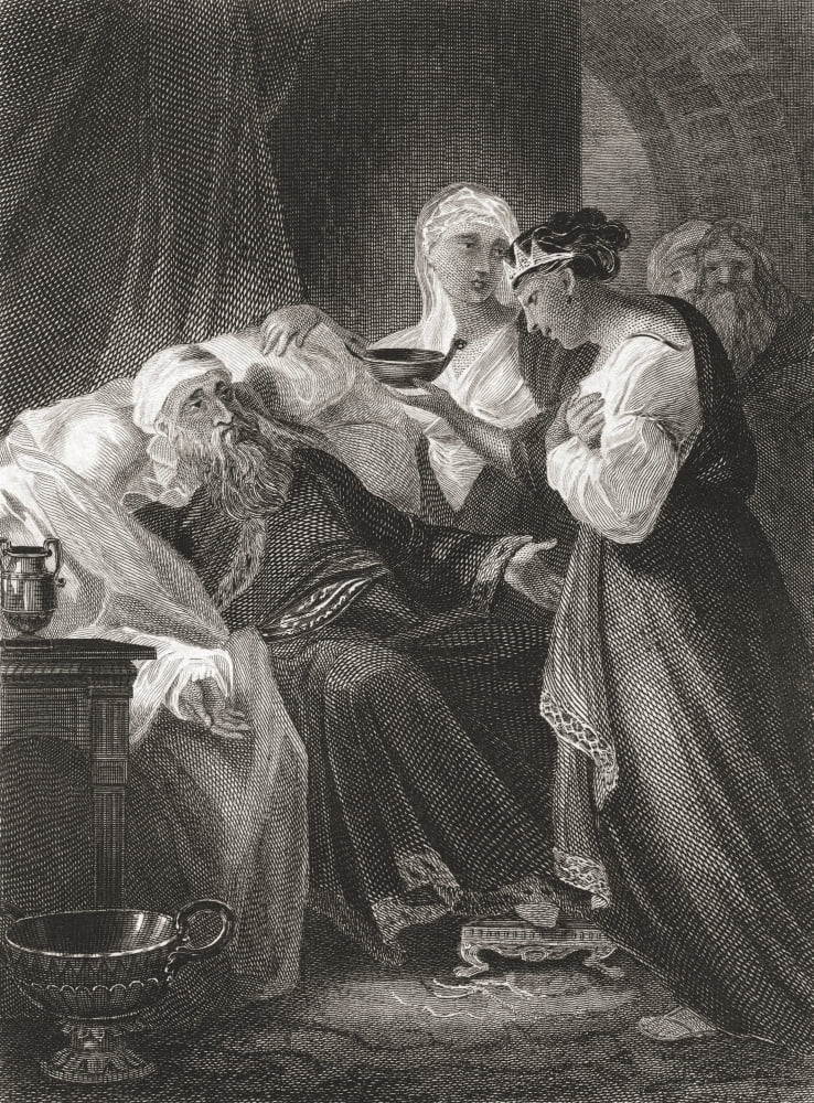 David and Bathsheba From a 19th century print Canvas Art - Ken Welsh  Design Pics (24 x 34)