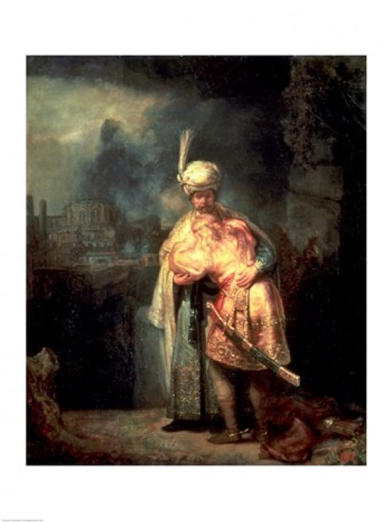 David and Jonathan 1642 Canvas Art - Rembrandt van Rijn (18 x 24)