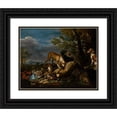 thumbnail image 1 of David de Coninck 14x12 Black Ornate Wood Framed Double Matted Museum Art Print Titled: Hunting Still Life with Dogs (1650), 1 of 5