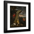 thumbnail image 1 of David de Coninck 14x18 Black Modern Framed Museum Art Print Titled - Landscape with a Peacock, Parrot, Chicken, Turkey, Two Rabbits and a Guinea-Pig, 1 of 5