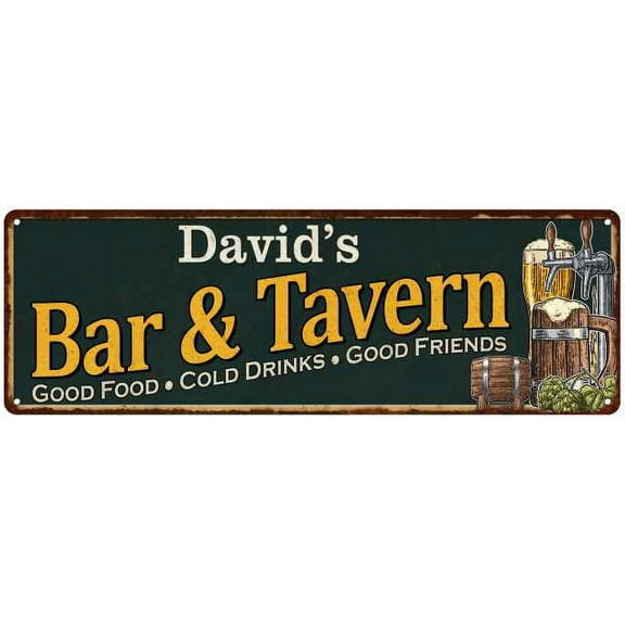 David's Bar and Tavern Green Sign Man Cave 8x24 108240003151