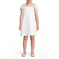 thumbnail image 1 of David’s Bridal, The Edit by DB Studio Girls’ Bow Sleeve Flower Girl Dress, Satin, 1 of 3