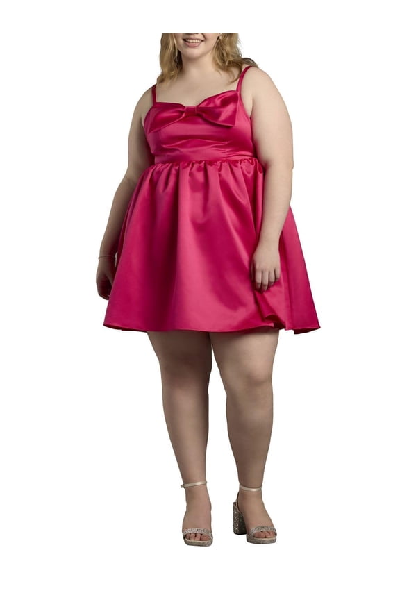 David’s Bridal, The Edit by DB Studio Women's Formal Bow Bodice A-Line Mini Dress, Short, Satin