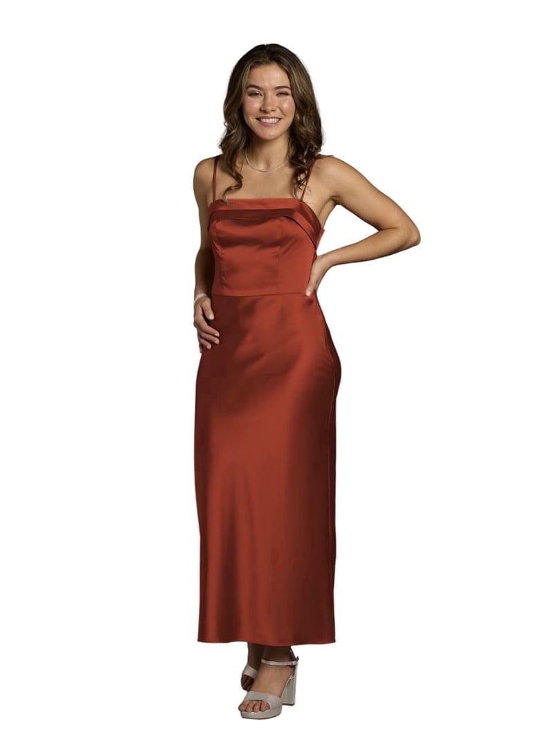 silk navy blue dress Alayna Satin V-Neck Mermaid Formal Dress