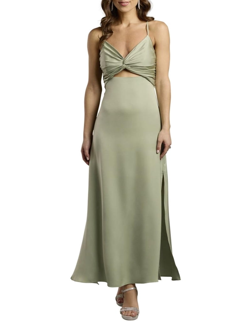 David's Bridal, The Edit by DB Studio Women's Formal Twist Bodice Sheath Dress with Cutout, Ankle Length, Charmeuse