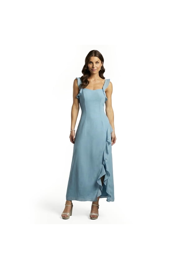David’s Bridal, The Edit by DB Studio Women's Formal Ruffle Sheath Dress, Ankle Length, Chiffon